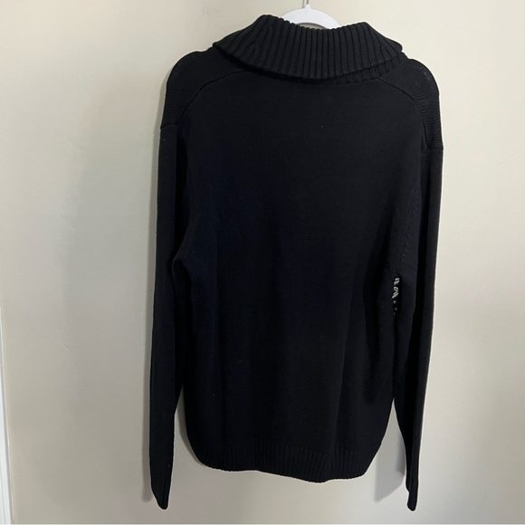 Chaps Mens Black and White Fair Isle Shawl Collar Cardigan Sweater size medium - Picture 5 of 9